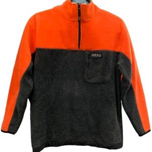 Gap XL 12 pullover fleece half zip color block orange gray warm winter fall